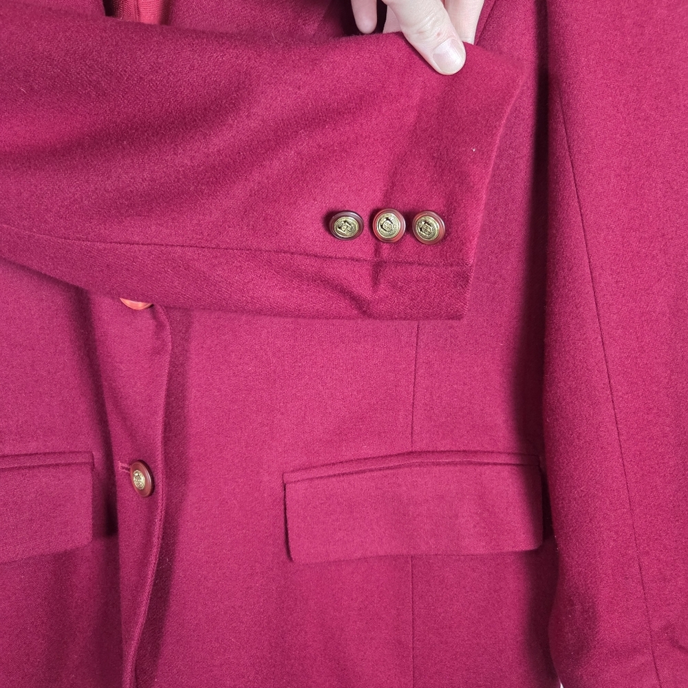 Pendleton Vintage Red Virgin Wool Blazer Gold Button USA Size 10 - Picture 8 of 12